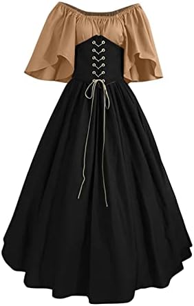 Womenените плус големина викторијански фустан од распрскувач од средновековно гроздобер селански фустани со наметка на топката за