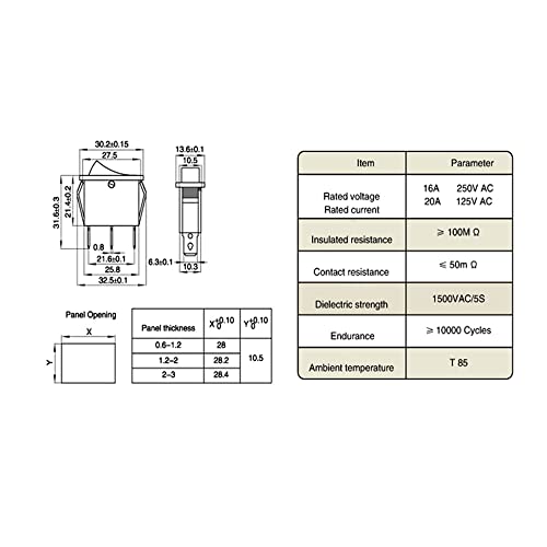 1PCS KCD3 Rocker Switch Вклучување на копчето 2 Позиција 3PIN Електрична опрема со осветлен LED прекинувач за напојување, црно-2