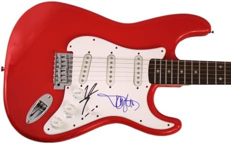 Винс Нил и Томи Ли Бенд потпишаа автограм со целосна големина тркачки автомобил црвен RCR Fender Stratocaster Electric Guitar W/ James Spence