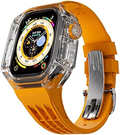 Инфри 49мм ултра кутија+лента за спортски часовник за Apple Watch Ultra Luxury Modification KIT Transparent Case for Iwatch Series Silicone
