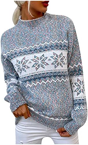 UDSVP женски џемпери за кашмирска облека за трикотажа Божиќни снегулки Половина од џемпер на желки паѓаат 2022 година