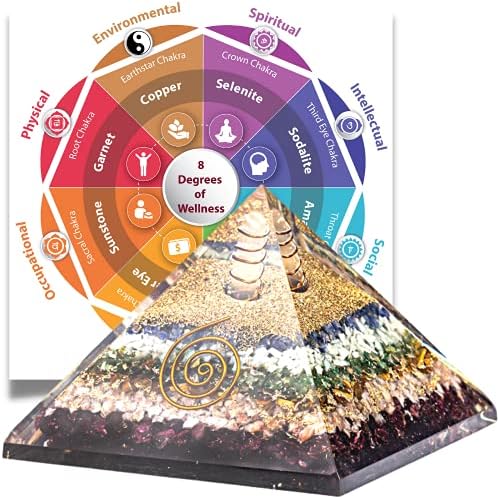 Пирамида на женски велнес оргон - 8 димензии на велнес - кристали и лековити камења - 7 Чакра заздравување за духовно богатство здравство Loveубов кариера интелектуалн