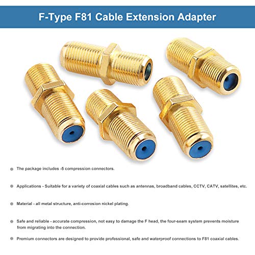 SAISN F81 SPLICE BARLEL CONNECTOR 3GHz Femaleенски до женски коаксијален кабел за адаптер за проширување на коаксијален кабел