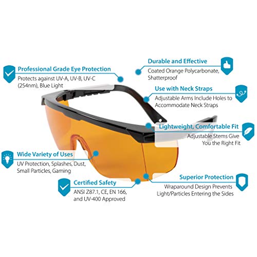 Професионални очила за безбедност на светлината на УВ - една големина одговара на сите очила за заштита од поликарбонатна пропуст
