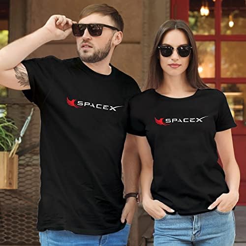 АПЕКСД Спејскс маица за мажи и жени- кратки ракави на екипажот на вратот црни графички маички- унисекс редовни кошули за вклопување