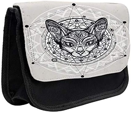 Зачудувачки случај на окултни молив, традиционална глава за мачки во Египет, торба со молив со ткаенини со двоен патент, 8,5
