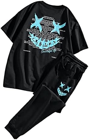 Ојоангл Машки цртан филм со 2 парчиња маица со кратки ракави и шорцеви Поставете обичен тренер