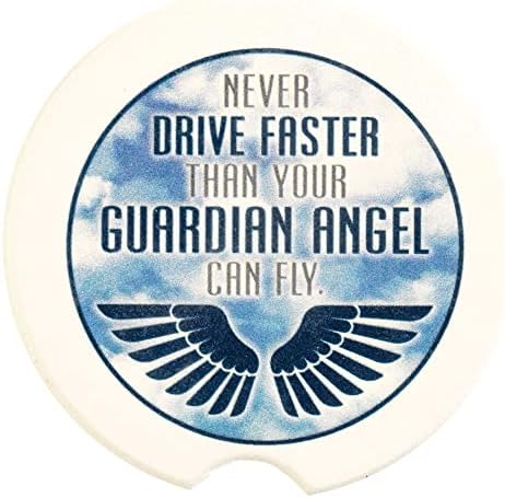 Ангелот Чувар На Диксон Може Да Лета Сино-Бело 2.5 Инчен Керамички Автомобилски Подлоги Пакет од 2