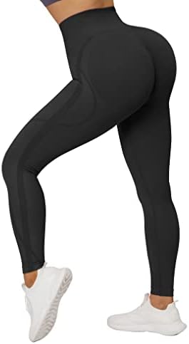 Rxrxcoco жени беспрекорни задникот за кревање на задниот дел од нозете контрола на стомакот со високи половини за јога панталони