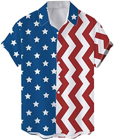 Bmisegm летни машки кошули Машки летен летен случај на случајна независност на знамето за печатење Краток ракав Спуштете ги вградените маици