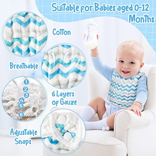Zainpe 6pcs snap muslin памук за бебиња за бебиња доенчиња за хранење биб прилагодлива машина за миење садови за миење садови унисекс дукчиња