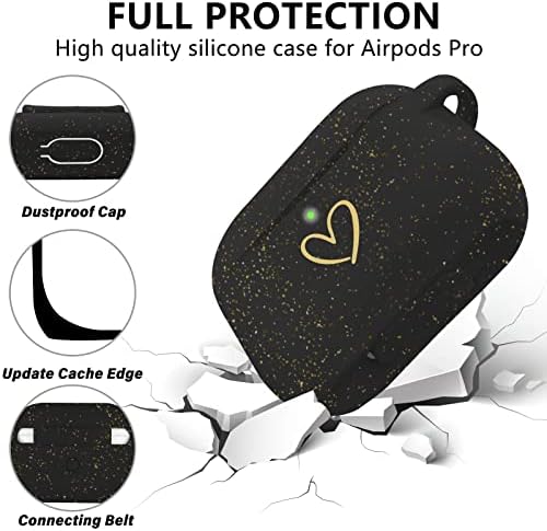 Aiieekz компатибилен со AirPods Pro Cove Cover, мека силиконска кутија со златно срцево образец за AirPod Pro Case со симпатична клучева за пеперутка за девојчиња жени