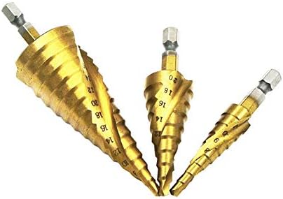 Битс за дупчење на битови HSS титаниум спирален жлеб чекори битови 4-12/4-20/4-32mm чекори за сечење алатки за метална вежба за обработка на дрво