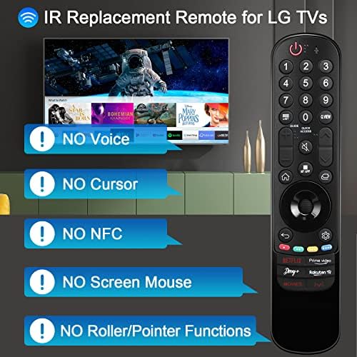 Gvirtue Universal за LG Magic Remote Contlors, Замена за LG LED OLED LCD 4K UHD Smart TV, со копчиња за Netflix, Prime Video, Disney Plus, копче LG-Channels