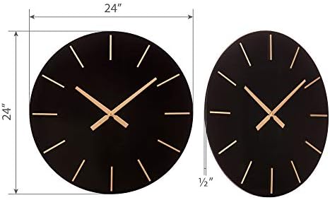 Патон Ѕид Декор 24 Инчен Модерен Минималистички Црн И Златен Ѕиден Часовник