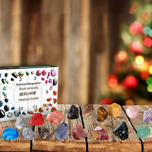 КАЛЕНДАР ЗА Доаѓање НА СКАПОЦЕН Камен 2023: Божиќен Календар За Одбројување Карпи 24 Дена Кристален Доаѓање Календарски Камења Учење