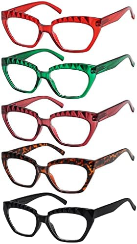 Очила за читање со 5 пакувања за жени стилски читатели