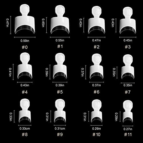 Аораем Бели Француски Совети За Нокти, 120 парчиња Краток акрилен Врв За Нокти Во француски Стил 12 Големини Лажен Нокт Јасен И Бел Печат На Нокти За Жени