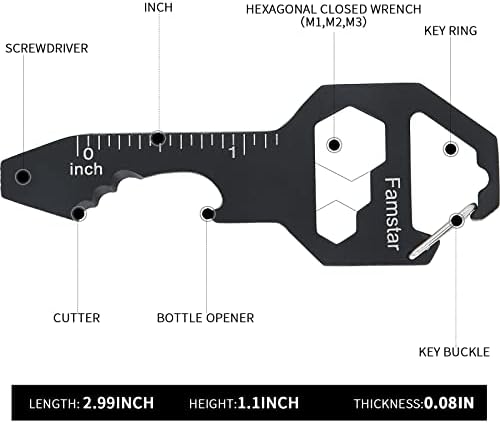 Famstar Клучеви Мулти-алатка 3Pack Метал Џеб Алатка за Мажи Преносни без ' рѓа мултифункционални алатки Клуч За Завртка,владетел и отворач за шишиња, 19 Во 1 Вкупно Рутинск?