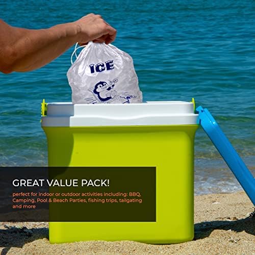 Packazzoom 14 x 26 мраз торби 20 lb. Издржлив пакет за затворање на прицврстување од 50 кеси за складирање на мраз за скара, кампување,