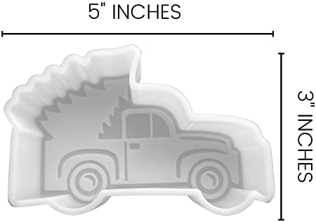 Божиќен камион со силиконски мувла од дрво | 5 широк x 3 долг долг x 1 длабок | силиконски калап за свежо, силиконски калап за епоксид, силиконски