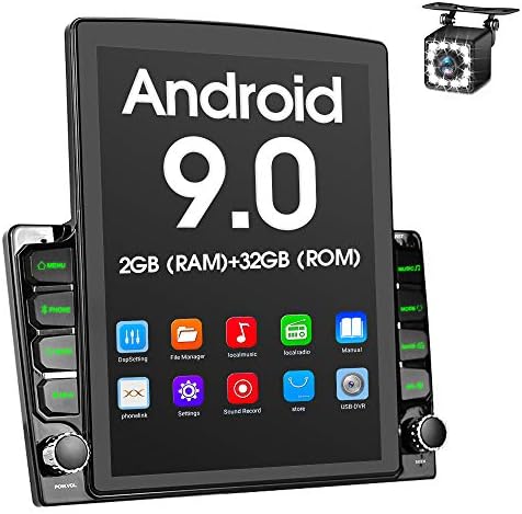 Android 2G+32G Double Din Car Radio, 9,7 '' 2,5D калено стаклено огледало Супер голем вертикален екран на допир GPS Car Radio со 12 лекувана резервна камера