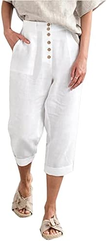 Mackneog култура Широка нога жени обични летни каприс лабава долга широка нозе исечени панталони лабави фитинг постелнина памук