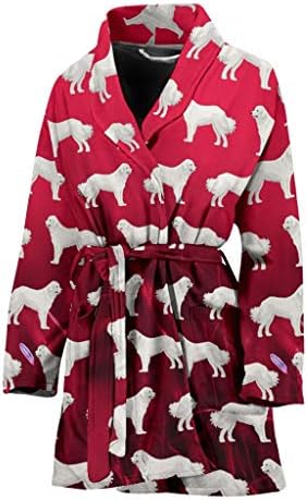 Голема Пиринеи Куче Шема На Црвено Печатење Женска Бања Облека