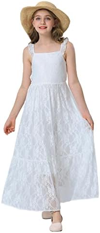 Лак Сон Гроздобер Бохо Чипка Цвет Девојка Фустан За Свадба Долги Ракави Натпревар Прва Причест 2т до 12 Години