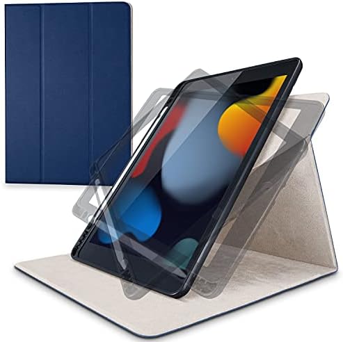 Elecom TB-A19RSA360NV кутија за iPad 10,2-инчен, автоматски список компатибилен, ротација од 360 °, складирање на молив, морнарица