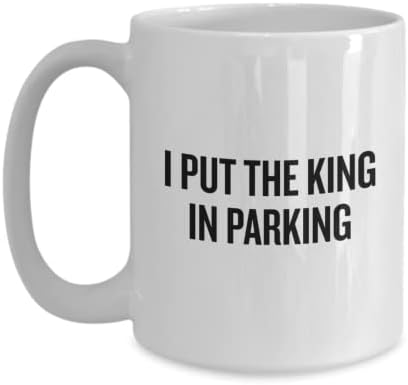 Смешна валетна кригла Паркинг валет подарок за паркинг подарок Јас го ставам кралот на паркинг