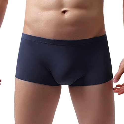 Машки атлетски стебла долна облека секси мажи мека мраз свила боксерски брифинзи со ниска половината за дишење на предната испакнатост секси под -панталони