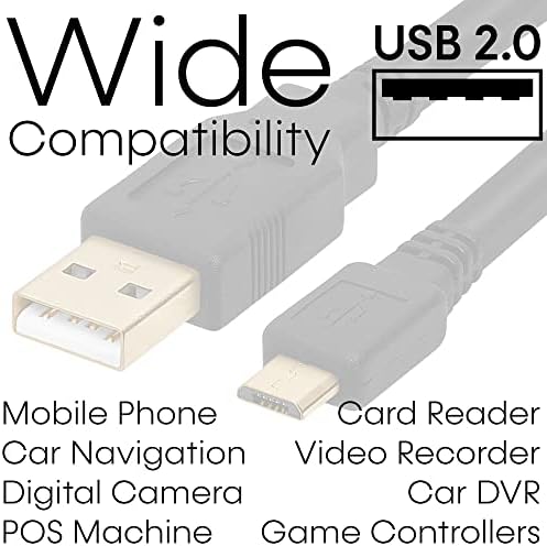 CMPLE - Micro USB кабел 10ft машки до машки микро USB кабел за полнење USB со USB кабел за Android телефон, лаптоп, компјутер,