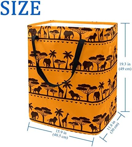 Африкански Животни И Печатење Дрвја Склопувачка Пречка за Перење АЛИШТА, 60 ЛИТРИ Водоотпорни Корпи За Перење Алишта Облека Играчки Складирање