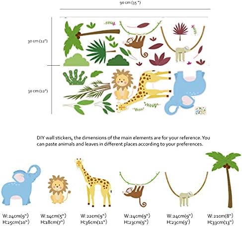 Рунтоо Џунгла Животни Ѕид Налепници Мајмун Слон Шума Ѕид Налепници За Деца Спална Соба Бебе Расадник Ѕид Декор