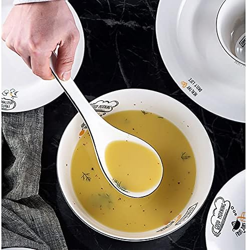 XCVMKH керамичка супа лажица голема лажица керамичка супа лажица за домаќинство употреба бела супа лажица супа лажица долга рачка