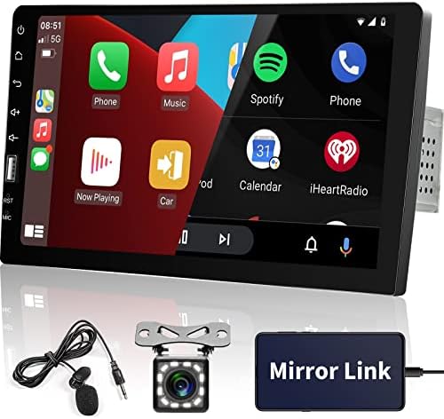 Еден Дин Автомобил Стерео Епл Карплеј Радио Со Bluetooth, Hodozzy 9 Инчен Екран На Допир Carplay Автомобил Стерео, FM AM Аудио Приемник, iOS/Android