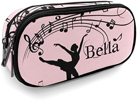 Прилагодена музичка балерина розова молив кутија персонализирана козметичка торбичка за молив за молив за мажи
