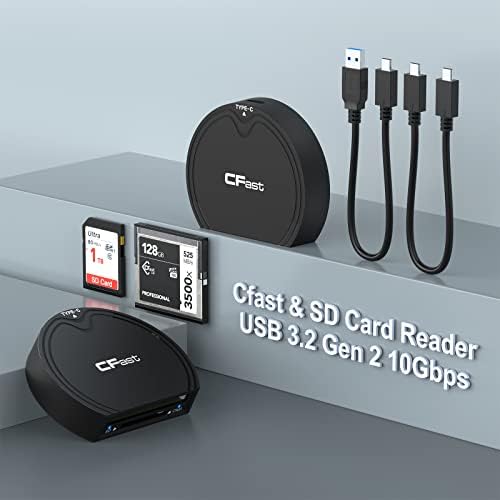 Читател на картички CFAST, USB 3.2 Gen 2 USB C CFAST 2.0 Reader, SD картички за читање на картички Преносен ABS 10 Gbps CFAST мемориски