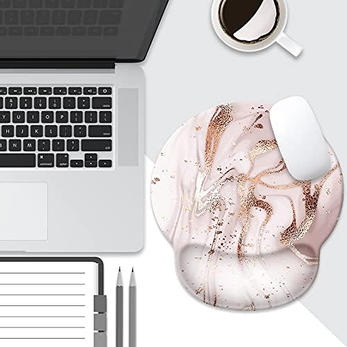 GoodsProut Rose Gold Merble Mouse Pad со поддршка за одмор на зглобот, симпатична сопствена гејмер, направена од гума од гума од гума,