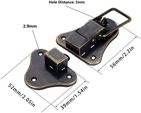 dophee 2 Пакет Гроздобер Вклучите Hasp Брави, 3.74x2.05 Тешки Антички Бронзени Брави Со Монтажа Завртки За Куфер Накит Кутија