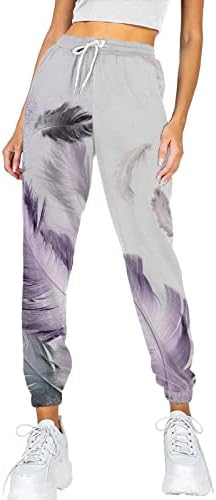 Rongxi Womenените џебни панталони за џебни панталони печатени удобни тренинзи со високи половини атлетски панталони панталони за жени