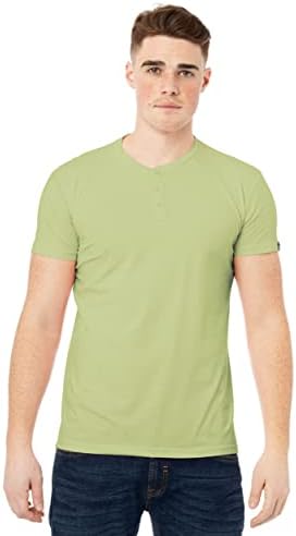 Мекиот мек памук со кратки ракави за машка боја на х-зраци, цврста боја, тенок маица Хенли, маица