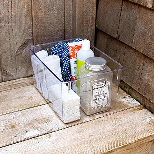 Исак Џејкобс 3-Спакувајте Средно Чисти Канти за Складирање Со Рачки, Пластичен Организатор За Дома Или Фрижидер/Замрзнувач, Оставата,