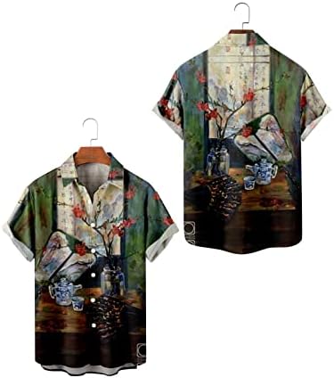 Графичко копче за џемпери на маичка со кошули нагоре, кошули за сонце за мажи кратки кошула за маж со кратки ракави за кратки ракави