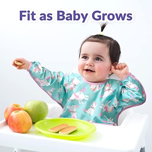 Бебе Дете Лигавчиња За 6-24 Месеци Момче Девојка, Водоотпорен Бебе Хранење Престилка Со Долги Ракави, Бебе Чад За Јадење