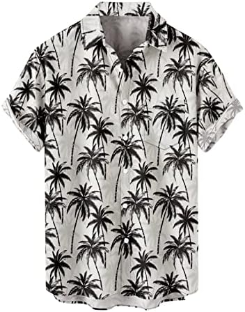 Dudubaby Mens Hawaii летен одмор на плажа копче памук постелнина бохо графички обичен лабав диплома за лесни кошули