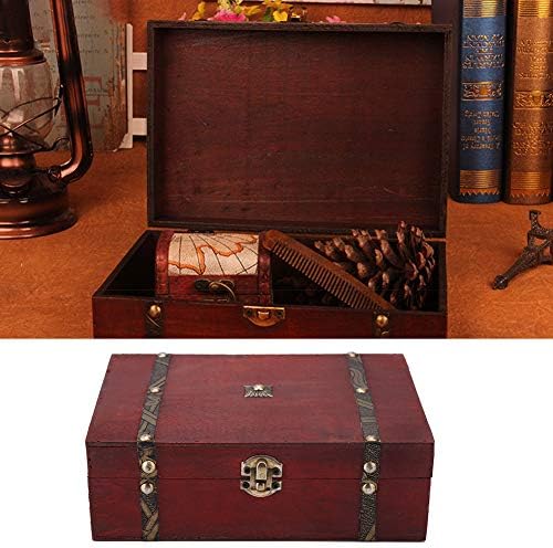 Ретро дрвена кутија, старомоден антички накит за складирање на козметика со капаци, подароци и декорација на домови