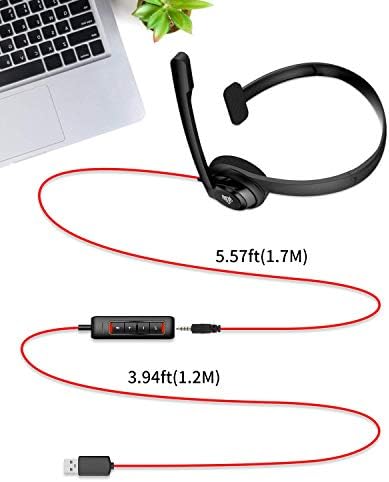 НУБВО HW02 USB Слушалки со Поништување На Шумот На Микрофонот &засилувач; Контрола во линија, Супер Светлина, Ултра Удобни Компјутерски