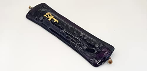 Случај Мезуза 7.3 Виолетова меур на црно стакло, рачно изработена јудаица, подарок за еврејски домаќинки, подароци за еврејски свадби